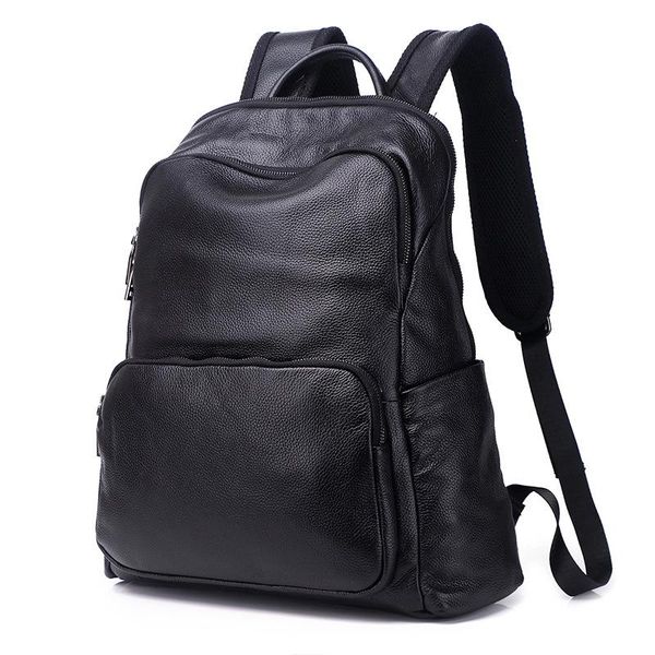 

backpack men leather scalp cattle fashion casual men's large capacity male's outdoor travel mountaineering computer bags