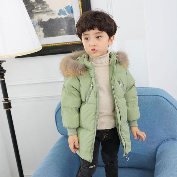 

benemaker children's down jacket for girl fur collar boy long windbreaker comfortable snowsuit baby parkas windproof coat na157, Blue;gray