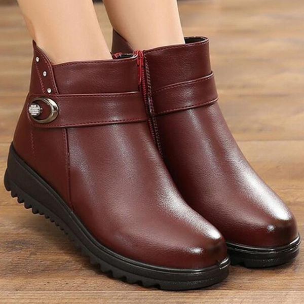 

boots winter women shoes wedge mother snow female non-slip warm fur ankle women's casual kl828, Black