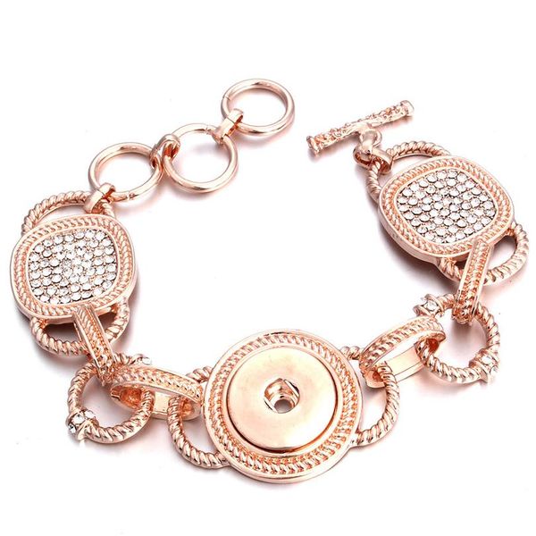 

new snap jewelry rose gold silver plated crystal snap button bracelet bangle simple bracelet for men wom jlltod, Golden;silver