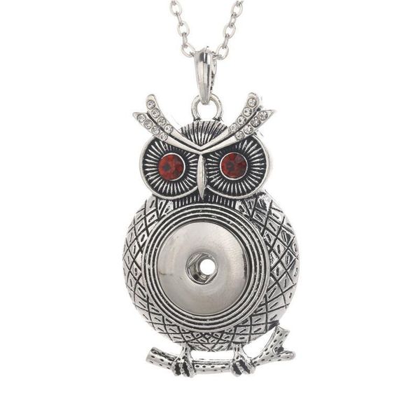

2018 new fashion beauty charms owl pendant snap necklace fit diy 18mm snap buttons jewelry wholesale wo bbyzal, Silver