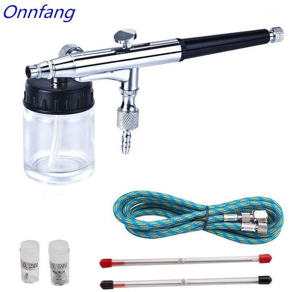 

onnfang needles nozzles 22cc bottle dual action airbrush air compressor kit craft paint art pneumatic power tools spray gun kit1