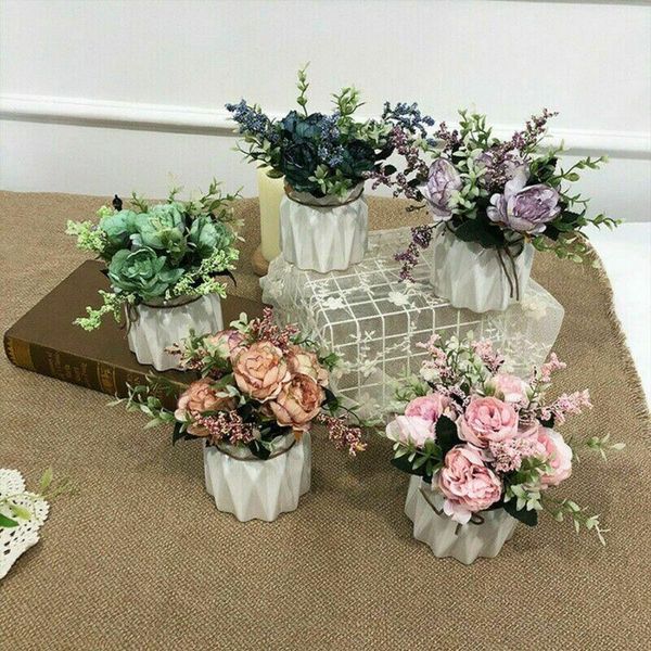 

2020 artificial silk fake flowers peony wedding bridal bouquet hydrangea home decor