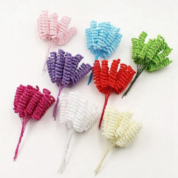 

24pcs/lot foam curly stamen artificial flowers bouquet for wedding home decoration diy craft wreath gifts scrapbook fake bbyefo