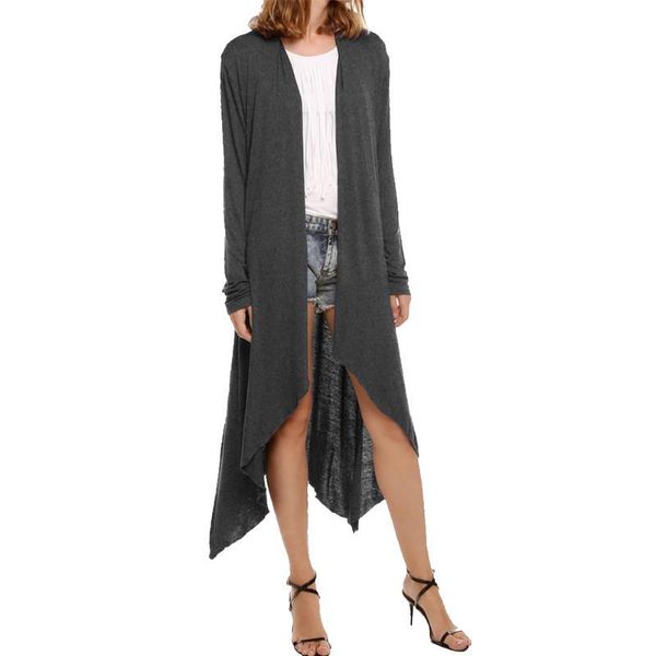 

dating fashion splice knitted open front casual women cardigan gift eye catching autumn vacation irregular solid long sleeve, Tan;black