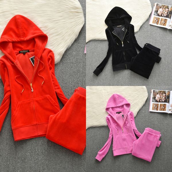 

jc velvet women's casual sports fashion two piece hooded slim straight tube velvet women's suit large suit xktt1, Gray