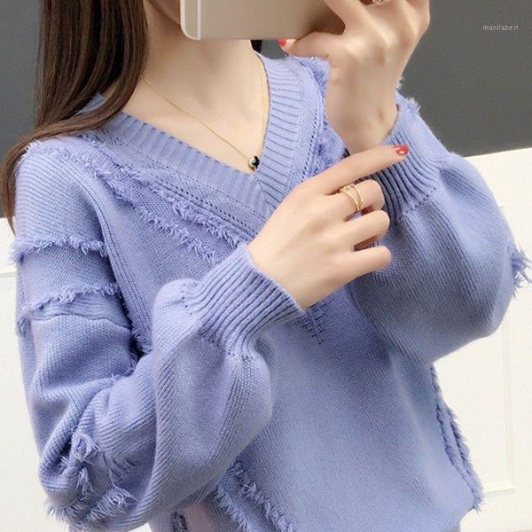 

v-neck sweater women's early spring 2020 new autumn women's korean-style net red pullover loose women1, White;black