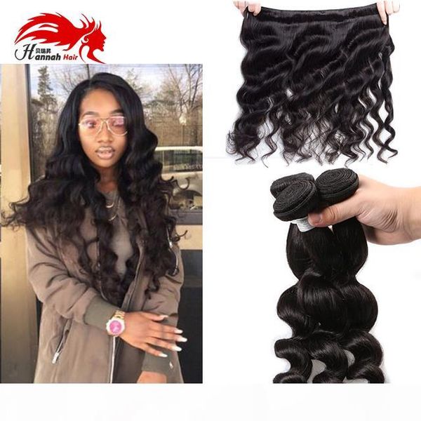 

unprocessed brazilian virgin hair weave 4 bundles brazilian loose wave human hair weaves loose curly body hair extensions, Black