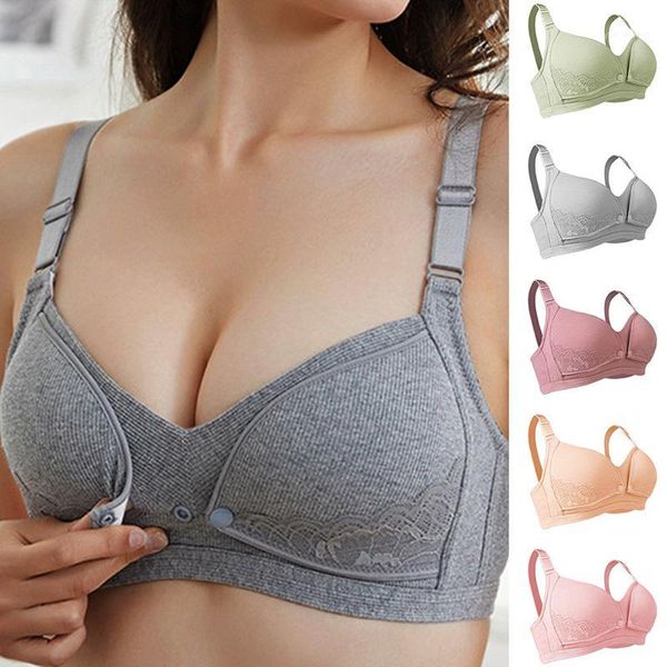 

gym clothing maternity nursing bra front buckle double closure sleep breastfeeding pregnant women feeding undearwear1, White;black