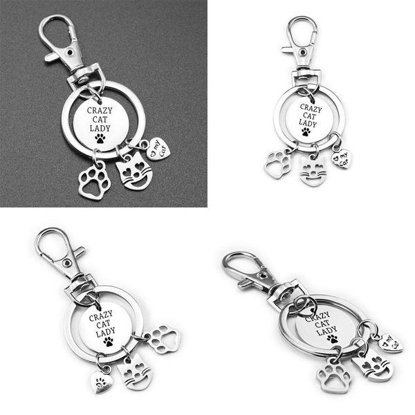 

stainless steel keys buckle key chains crazy cat lady claw ring women fashion love decorative 7 99ml uu