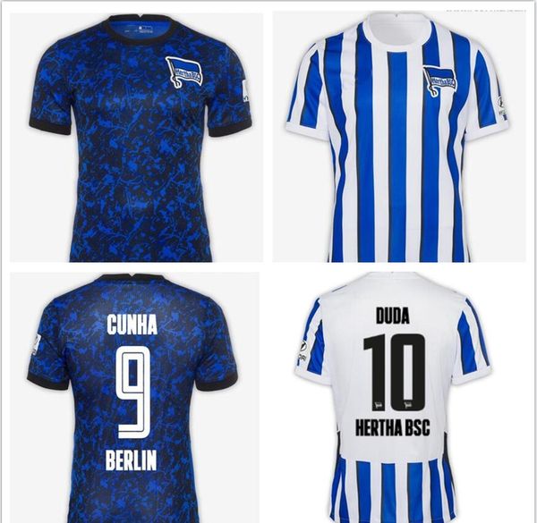 

piatek 20 21 hertha bsc soccer jerseys duda cunha kalou kopke mittelstadt torunarigha tousart 2020 2021 hertha berlin home football shirt, Black;yellow