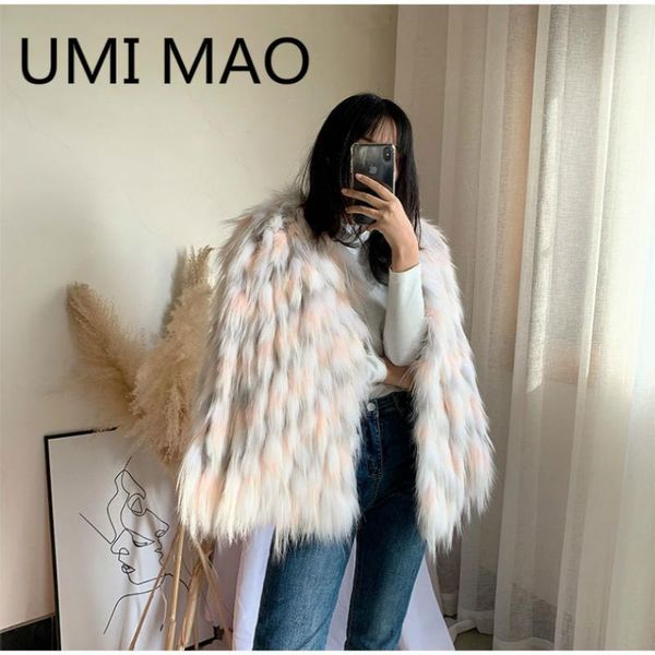 

women's fur & faux umi mao 2021 winter short ladies raccoon woven fashion small fragrant coat trend, Black