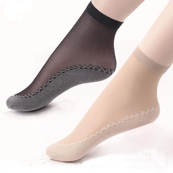 

10 pairs women's ultra thin silk socks fashion girls summer short ankle low cut socks 2019 summer, Black;white
