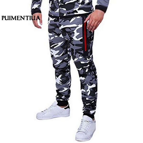 

puimentiua men joggers casual loose camouflage cargo pants elastic waist trousers sweatpants male large size 3xl, Black
