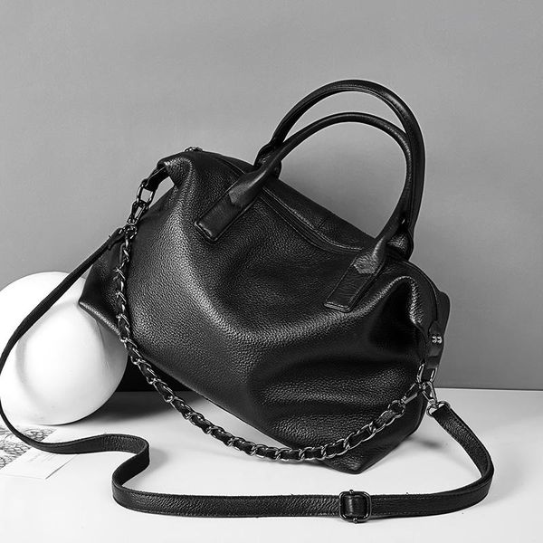 

boston bag european and american classic designer leather portable female bag ladies casual high-capacity new trend diagonal bag gift 1324