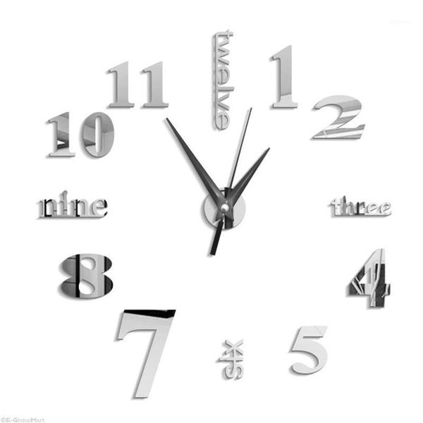 

wall clocks 3d large clock mirror sticker big watch home decor unique gift diy1