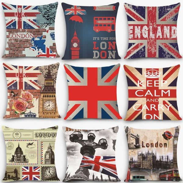 Almofada por atacado- 1 pc Euro Almofadas estilo Inglaterra London Imprimir almofada decorativa lance 18 