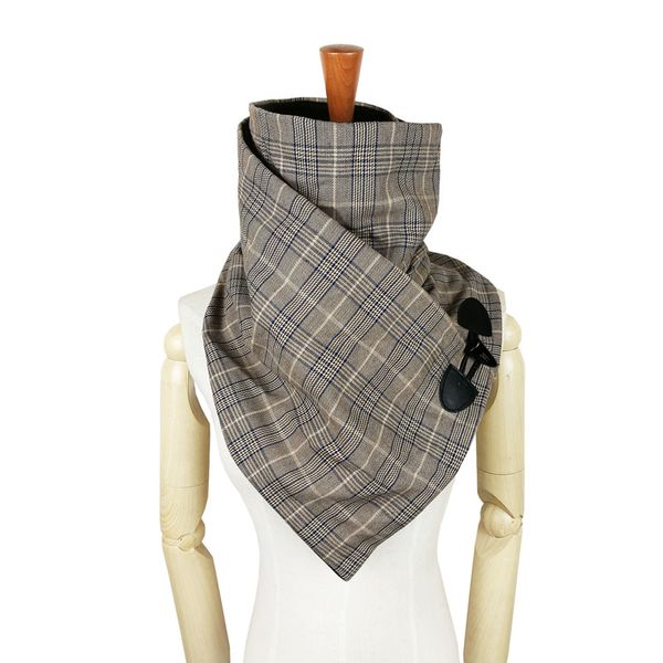 

new scarf plaid wool cotton winter women men scarf fashion neck wrap scarves wrap horn toggle closure. t200225, Blue;gray