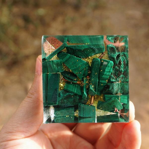 

handmade tree of life orgone pyramid 50mm peridot & malachite energy healing chakra reiki meditai qyllkp, Black