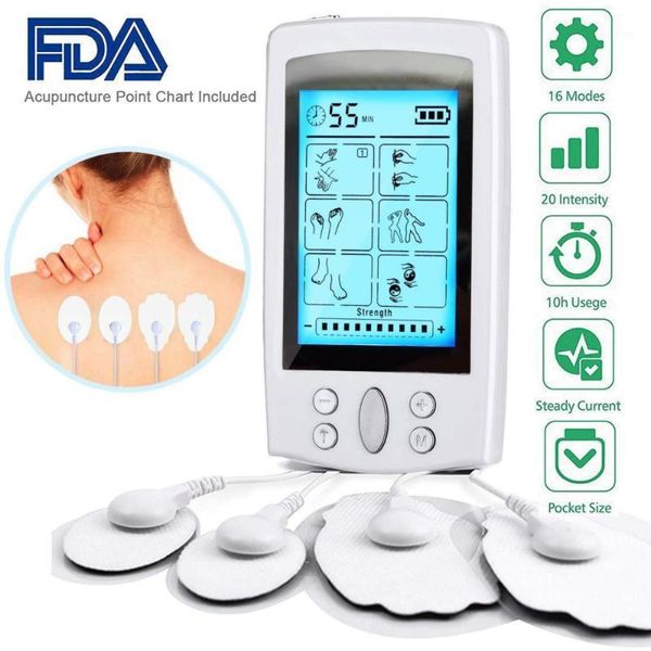 

rechargeable 6 modes electronic pulse massager ems tens unit muscle stimulator pain relief therapy with 8pcs electrode pads1