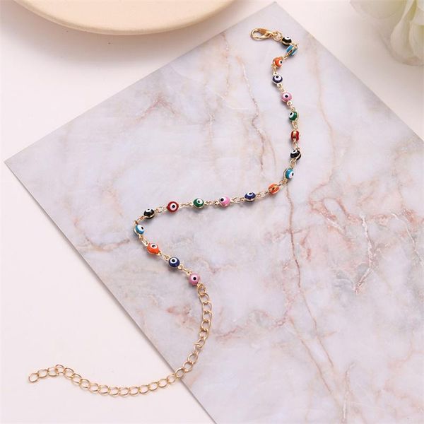 

вении богемные красочные турецкие глазные анкеты для женщин золотые цветные бусины летний океан пляж лодыжки браслет ноги ювелирные изделия, Red;blue