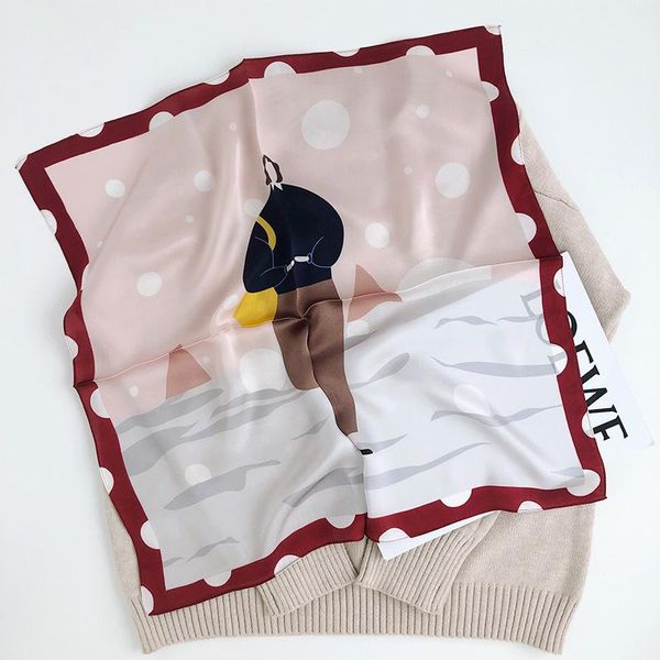 

scarves 2021 brand 100% pure silk scarf women neck hair fashion foulard square small headband hijab 53cm neckerchief bandana, Blue;gray