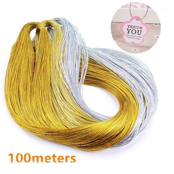 

100meters gold silver rope twine ribbon wedding gift packing decoration rope handmade craft string party supply1, Black;white