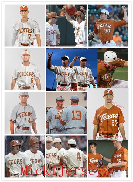 

ncaa custom texas longhorns stitched baseball jersey zane morehouse caden noah travis sthele aaron nixon alec grossman coy cobb marcus oliva, Black