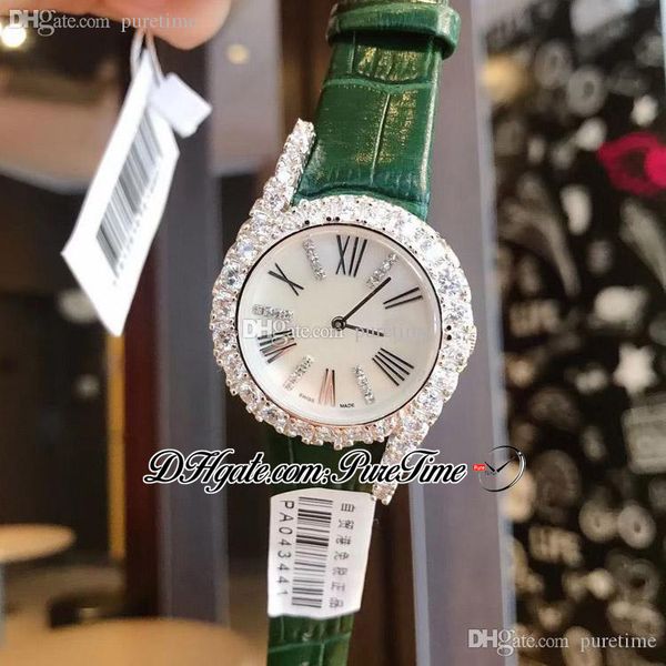 

limelight gala g0a46180 swiss quartz womens ladies watch big diamonds bezel mop diamond dial green leather strap jewelry watches puretime a1, Slivery;brown