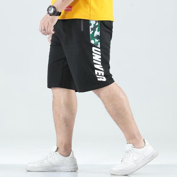 

loose shorts men summer large size male fashion streetwear casual sweatpants elastic workout cotton knee length shorts kk60nd1, White;black