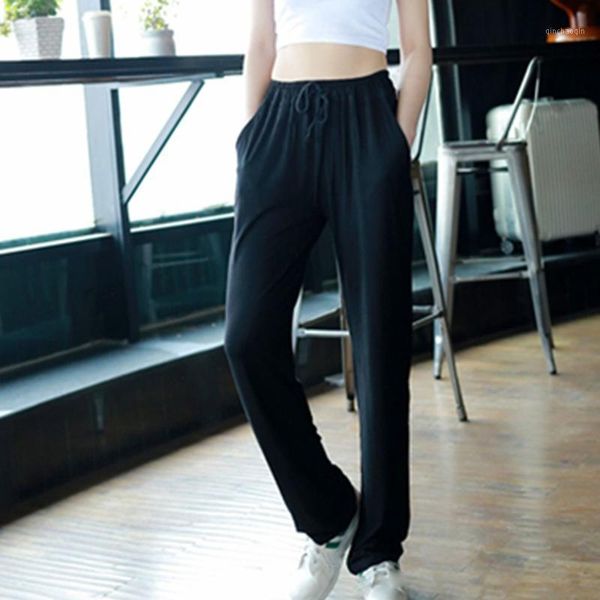 

yoga outfits women's fashion casual sports pants wide-leg high waist elastic loose drawstring trousers1, White;red