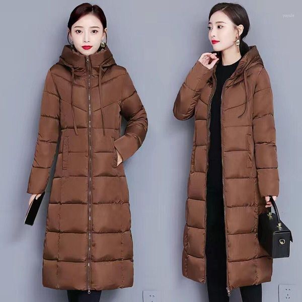 

women's winter hooded jacket women cotton parkas long thickened down jacket plus size m-5xl cloak padded slim coat1, Black