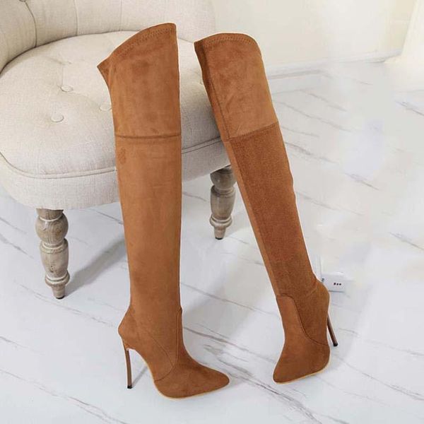 

boots 2021 autumn winter women fashion over the knee stretch slim thigh high heels shoes woman sapatos shoes1, Black