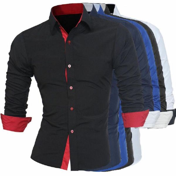

fashion mens casual shirts business dress shirt long sleeve slim fit gift, White;black