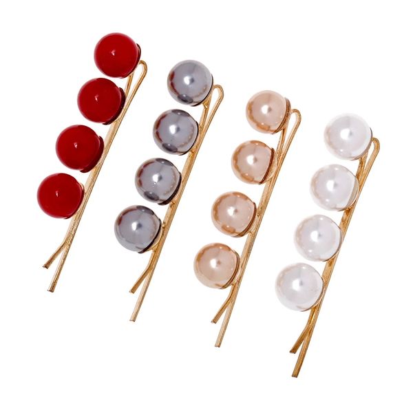 Donne Candy Color Big Pearl Hair Clip Snap Barrette Stick Hairpin Hair Styling Mollette per capelli Copricapo Strumento per lo styling