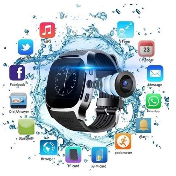 

t8 intelligent waterproof sports watch, bluetooth, camera, pedometer, blood prsure