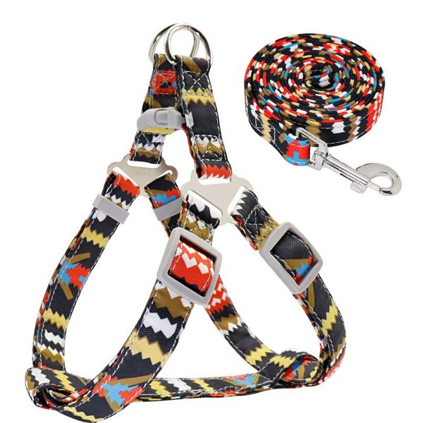 

adjustable nylon dog harness leash set printed puppy vest pet walking training leash lead for small medium dogs chihuahu wmtczi