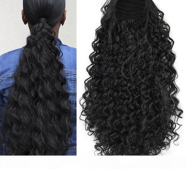 

12'' human clip in warp ponytail hair extension short afro kinky drawstring ponytail african american bun natural 1b 100g-160g, Black