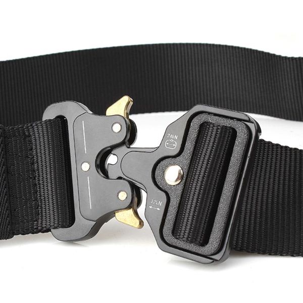 

waist support tactical belts nylon belt with metal buckle adjustable heavy duty training hunting accessories lixada, Black;gray
