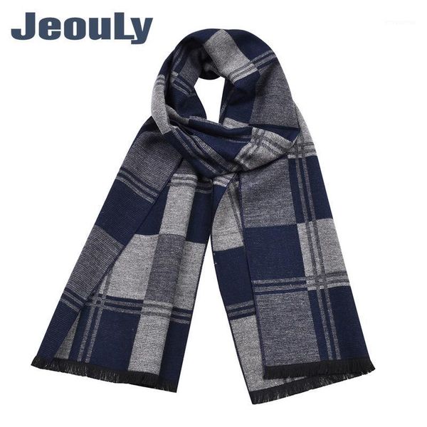 

2020 new men's plaid scarf wholesale double-sided cashmere warm shawl for men1, Blue;gray