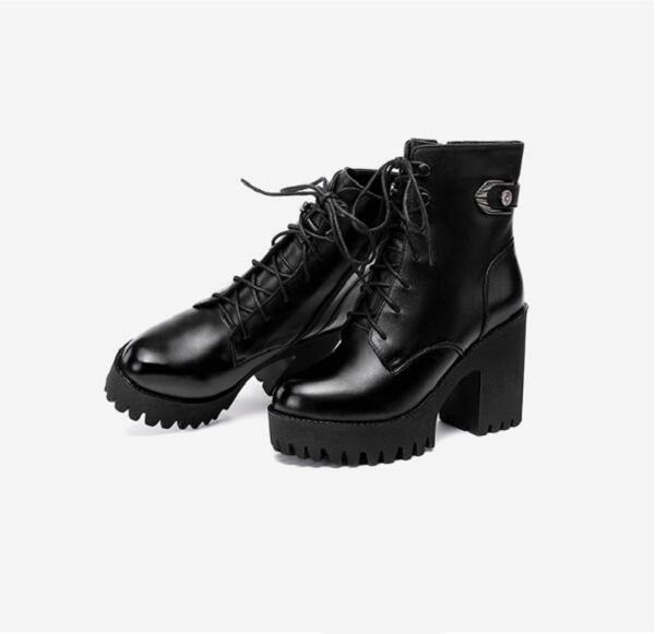 

women boots winter snow booties black increase 8cm 10cm thick heel womens boot leather shoes size 35-40 07