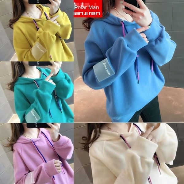 

cg4og hooded 25kc versatile student coat style 2020 spring and autumn new loosestyle coat sweater korean sweater women's fashionable in, Black