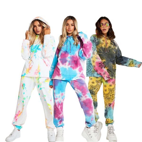 

two piece tie dyed sportswear, Black