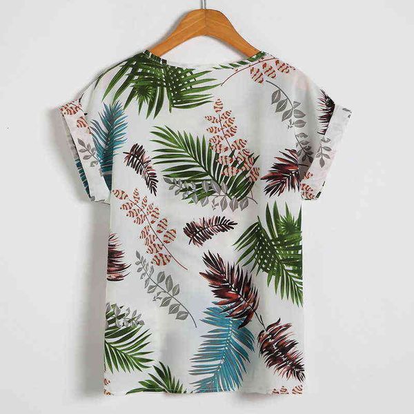 

women's t-shirt 2022 women's large print short sleeve chiffon large t-shirt, White