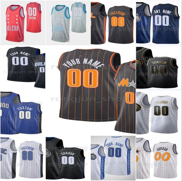 

custom printed 2022 new city diamond 75th basketball jersey cole anthony jalen suggs wagner harris isaac fultz ross bamba carter okeke lopez, Black;red