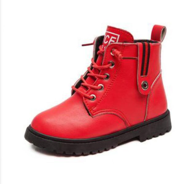 

for 2020 kids winter snow leather plush girls boys casual walking leisure outdoor ankle toddlers shoes short boots, Black;red