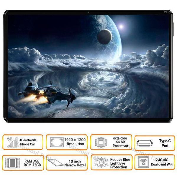 

3g 4g lte 10 inch tablet pc android 9.0 pie dual sim cards rear pixel 8mp 1920*1200 ips hd 3gb ram 32/64gb rom phone call tablet1