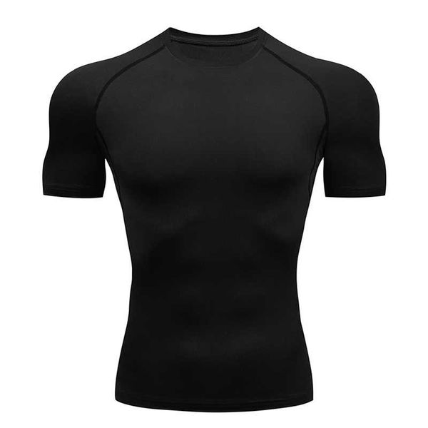 

compression men running tights lycra tee shirt male bodybuilding black tees men's clothing short sleeve t-shirt, White;black