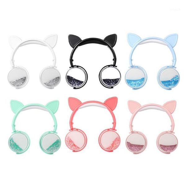 

girls cat ear headset quicksand decor music sports headphones for kids gifts1