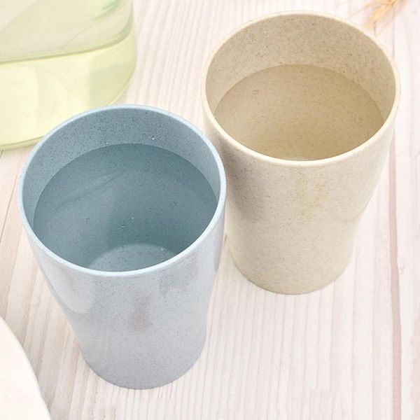 

4pcs/lot plastic water mug travel coffee mug candy color juice drink cup wheat straw toothbrush mouth cups water bottle customize dbc vt1202